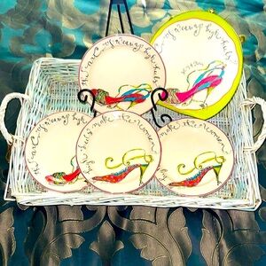 ROSANNA Boxed Set of 4 Stylish Salad Plates In Carrying case - High Heels shoes
